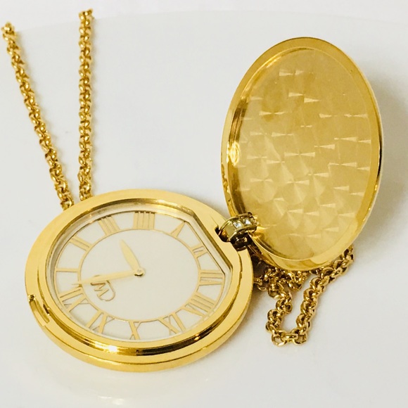 Wintex Milano Enamel Crystal Quartz Necklace Watch - Picture 3 of 8